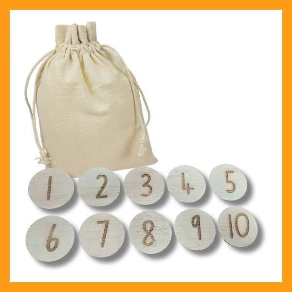 Wooden Number Counters (2-sided 10 pce pack)